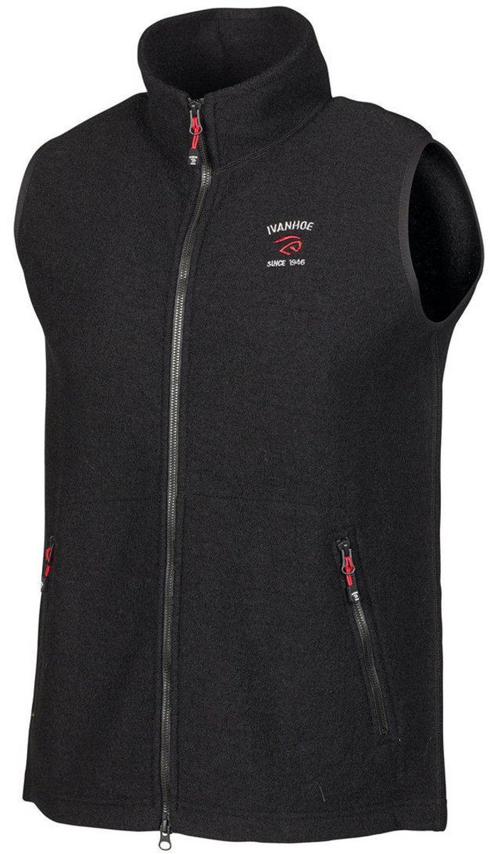 Ivanhoe mouwloos vest Elton Full Zip voor heren van wol Zwart