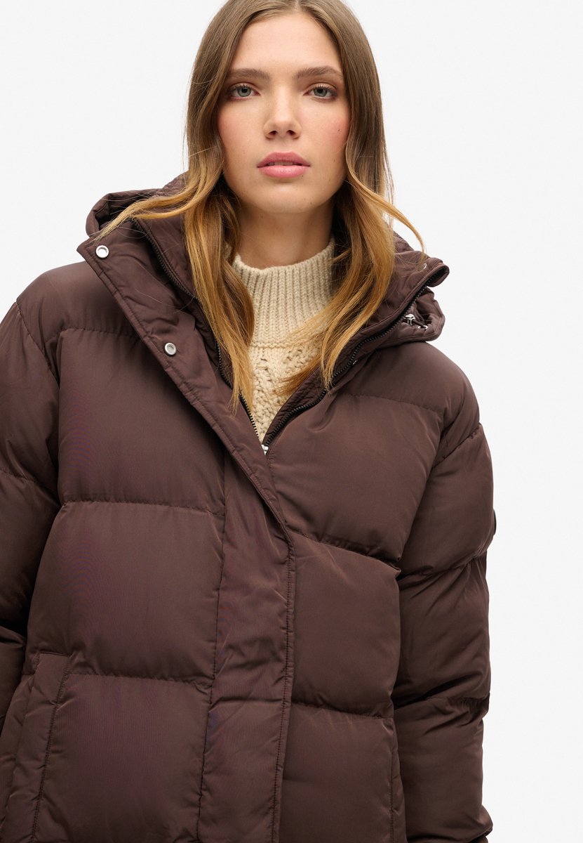 Superdry Maxi pufferjas met capuchon Dames Gewatteerde jassen Bruin