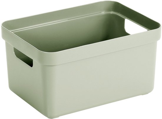4x pièces de boîtes de rangement/paniers de rangement vert clair de 5 litres en plastique avec couvercle transparent 25 x 18 x 12 cm
