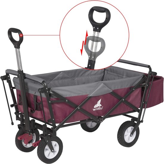 Opvouwbare Bolderkar met Dak - Handwagen voor Tuin, Strand en Kamperen - Tot 80 kg Belastbaar - Fuchsia van Merkloos — afbeelding 4