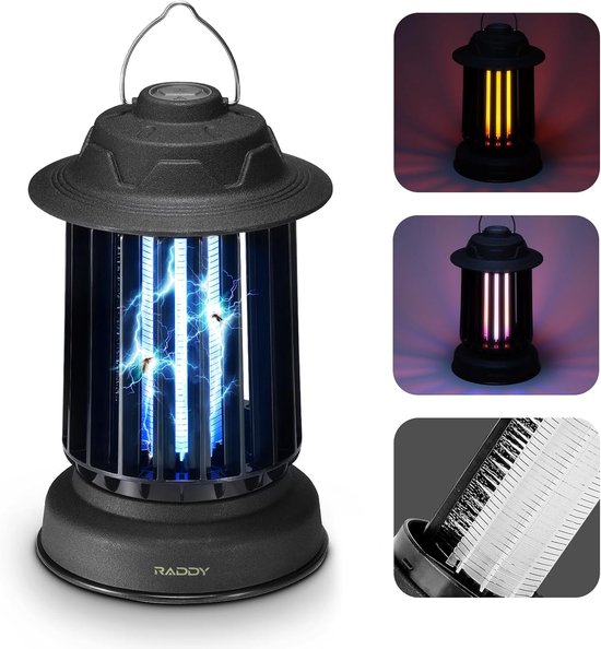 Muggenverdelger, muggenlamp met uv-licht, camping, insectenverdelger, elektrisch, 2000 V, oplaadbaar, met ledlicht, noodverlichting, voor camping, binnen, buiten, tuin