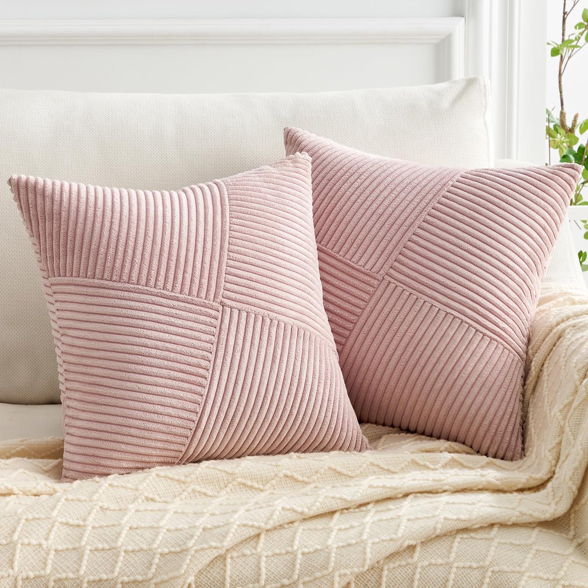 Unyqoos ® Kleurrijke Kussenslopen Set van 2 voor Stijlvolle Woonkamer- en Balkondecoratie Roze