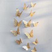 12 stuks 3D Vlinder Muurstickers - Decoratie - Opfleuren - Interieur - Goud