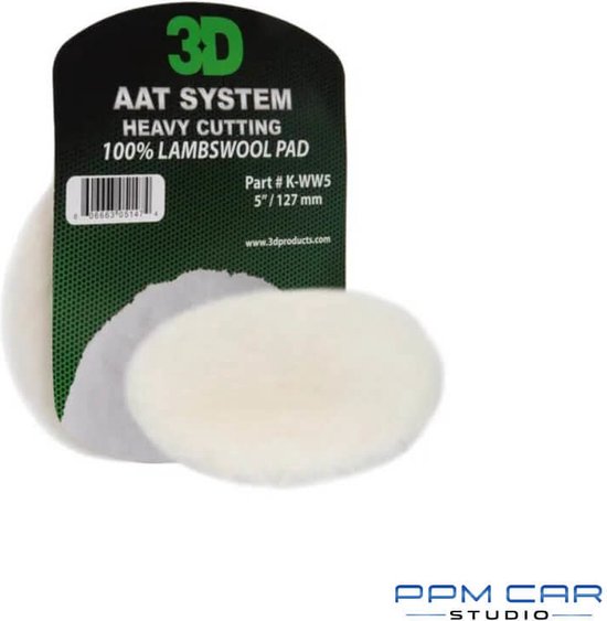 3D Car Care Lambswool Pad Heavy Cutting 5" / 127mm