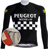 Retro Wielershirt lange mouwen Peugeot-BP-Michelin Zwart -  RedTed (M)