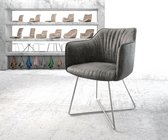 Gestoffeerde-stoel Elda-Flex met armleuning X-frame roestvrij staal grijs vintage