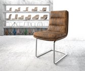 Gestoffeerde-stoel Abelia-Flex sledemodel rond roestvrij staal bruin vintage