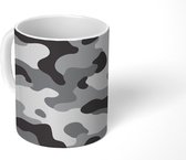 Mok - Koffiemok - Zwart-wit camouflage patroon - Mokken - 350 ML - Beker - Koffiemokken - Theemok
