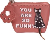 Portemonneetje rits Zwarte Poes Donker Terracotta - You are so Funny - 11x9cm