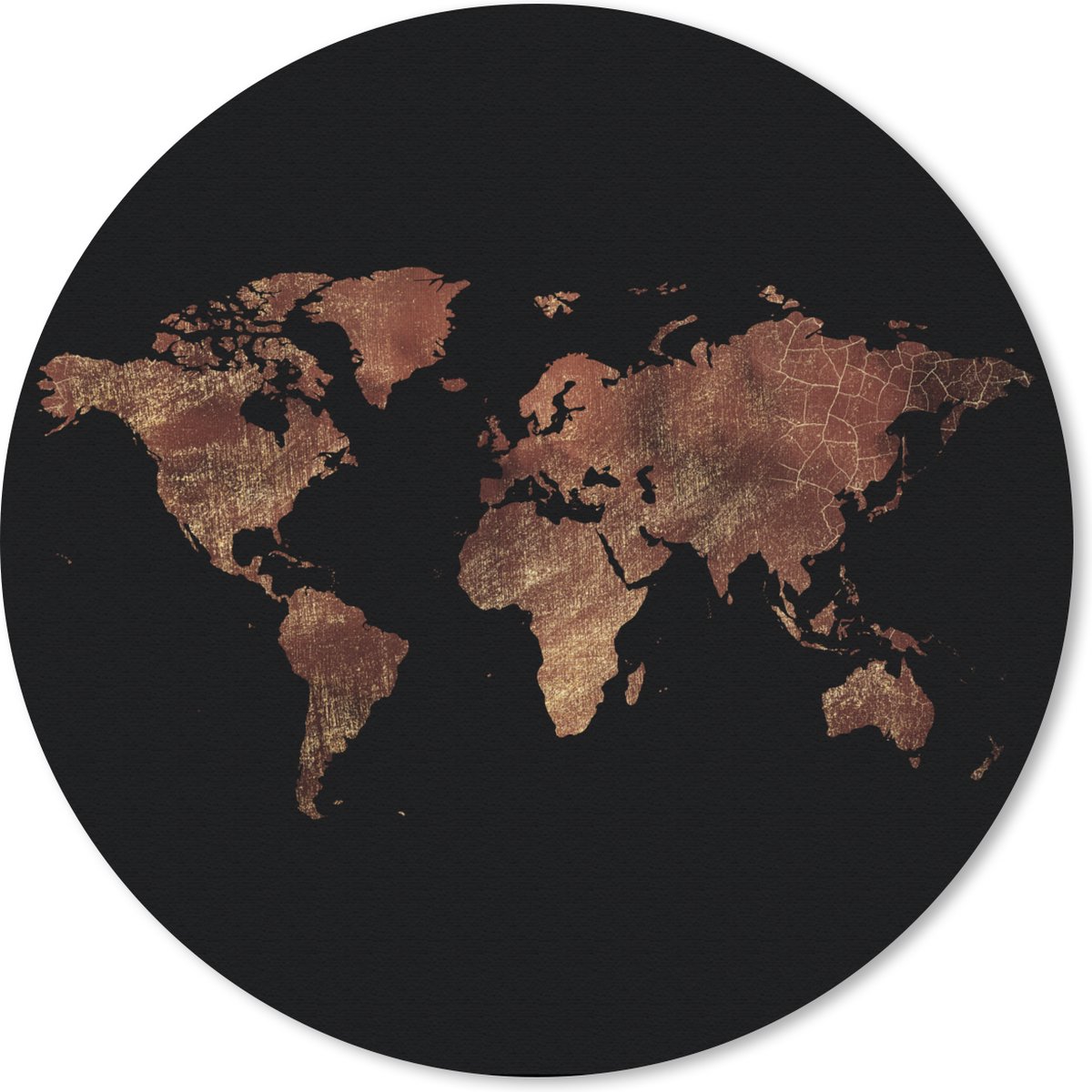Muismat rond 30x30 cm - Mousepad Wereldkaart - Vintage - Bruin - Ronde muismatten