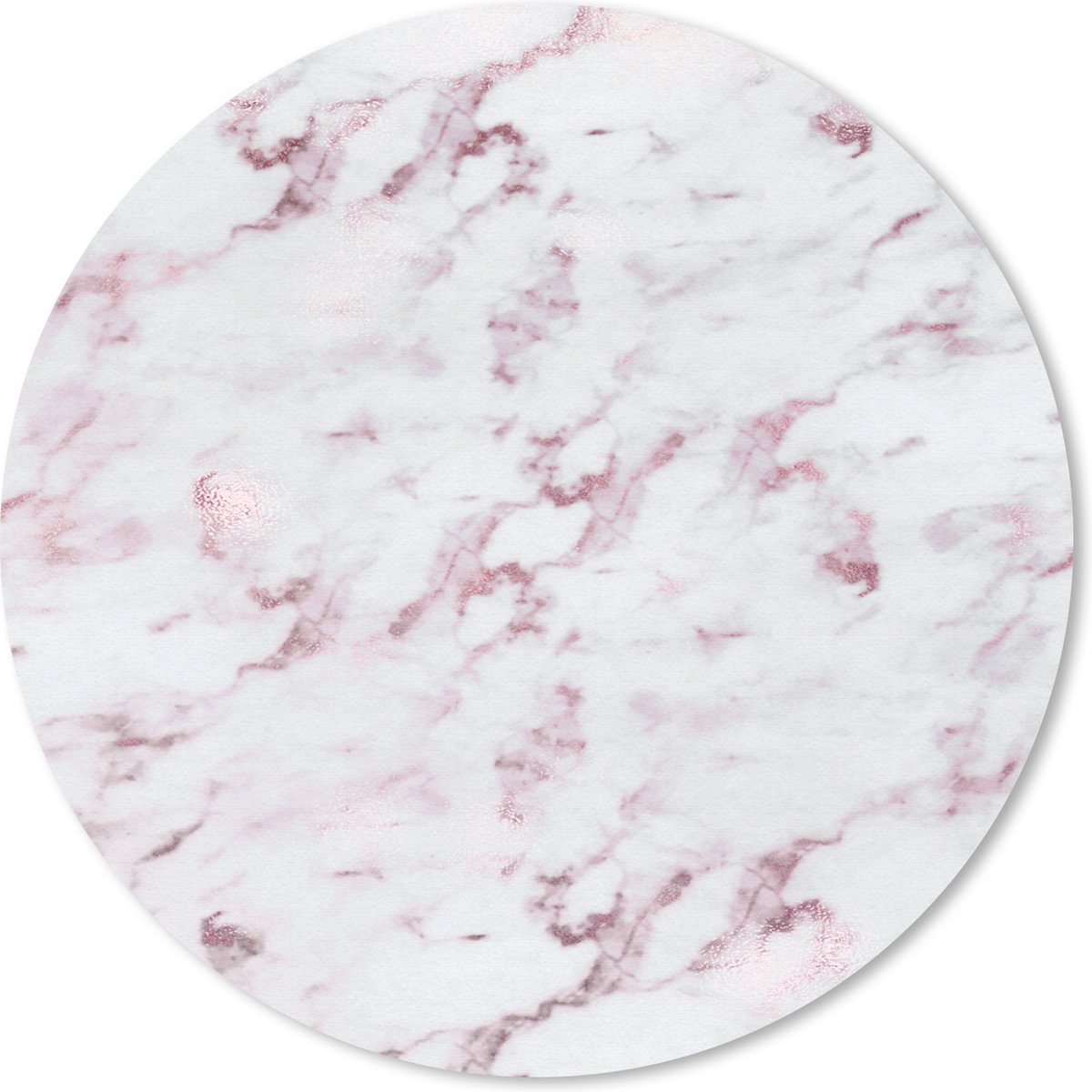 Muismat rond 30x30 cm - Mousepad Marmer - Wit - Roze - Ronde muismatten