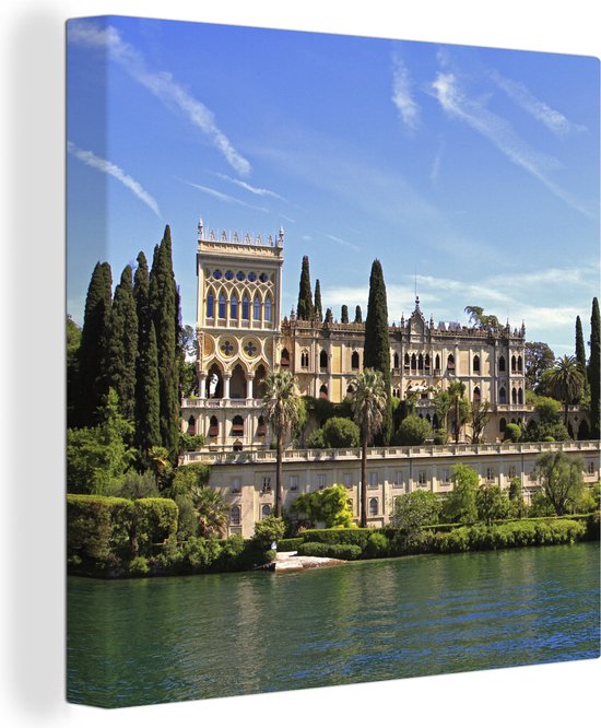 Tableau sur Toile Lac de Garde - Water - Maison - 20x20 cm - Décoration murale