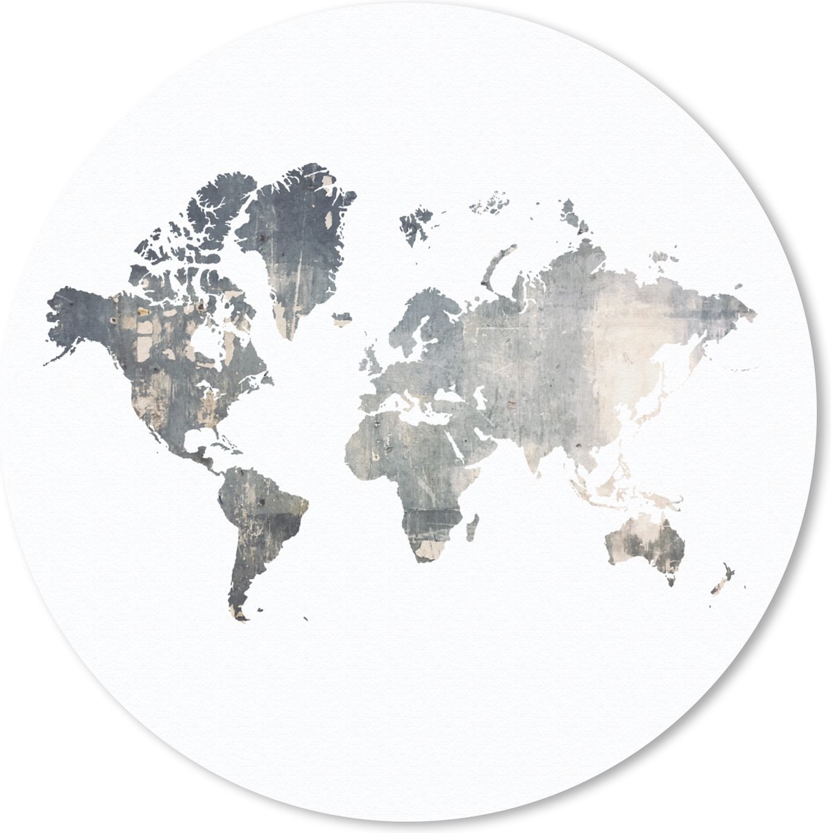 Muismat rond 30x30 cm - Mousepad Wereldkaart - Blauw - Wit - Ronde muismatten