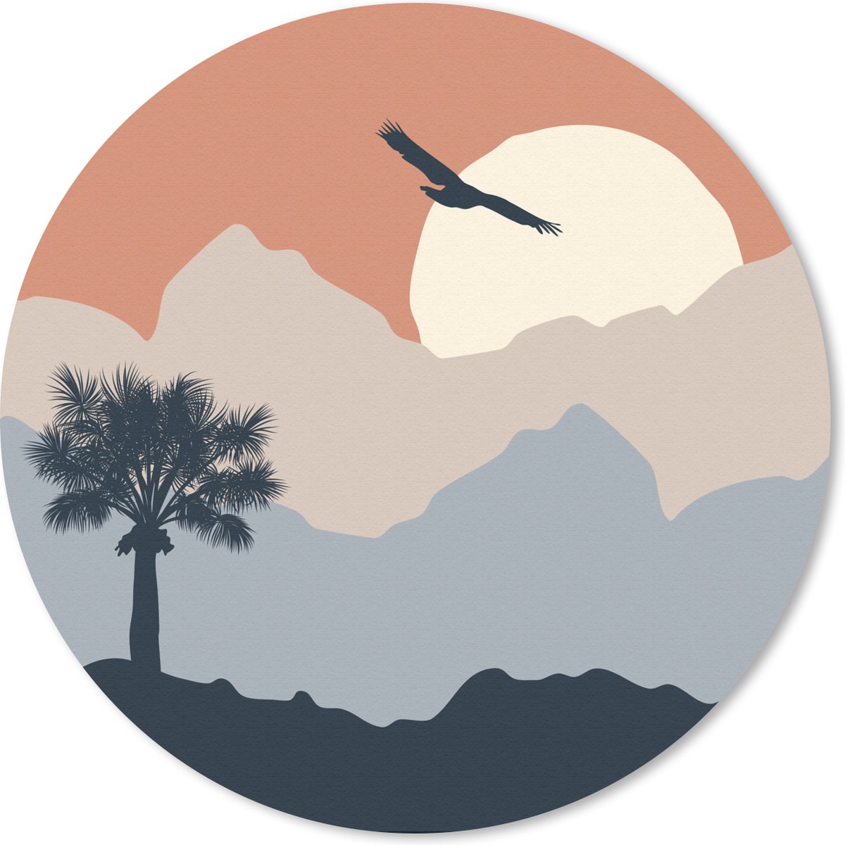 Muismat rond 30x30 cm - Mousepad Pastel - Zon - Palm - Ronde muismatten