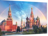 Regenboog over het Rode Plein en Kremlin in Moskou - Foto op Dibond - 60 x 40 cm