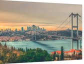Panoramisch beeld van de Bosporusbrug in Istanbul - Foto op Dibond - 90 x 60 cm