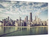 Strand en skyline van de Amerikaanse stad Chicago - Foto op Dibond - 90 x 60 cm