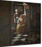 De liefdesbrief, Johannes Vermeer - Foto op Dibond - 60 x 60 cm