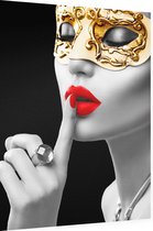 Golden masked woman - Foto op Dibond - 60 x 80 cm