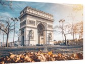 Parijse triomfboog op Place Charles de Gaulle in herfst - Foto op Dibond - 90 x 60 cm