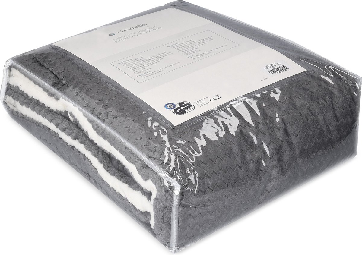 Afbeelding 3 van Navaris XXL warmtedeken voor 2 personen - Elektrische deken met 3 standen en timer - Bovendeken - 180 x 130 cm - Fluweelzacht - Wasbaar