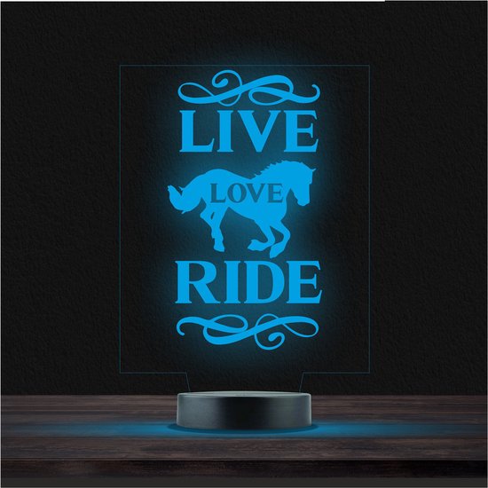 Led Lamp Met Gravering - RGB 7 Kleuren - Live Love Ride