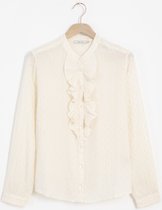 Sissy-Boy - Witte jacquard blouse met dots en ruffles