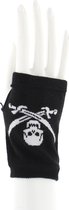 Zac's Alter Ego Vingerloze handschoenen with Jolly Roger Skull & Swords Zwart/Wit