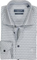 Ledub Modern Fit overhemd - blauw met wit dessin (contrast) - Strijkvriendelijk - Boordmaat: 39