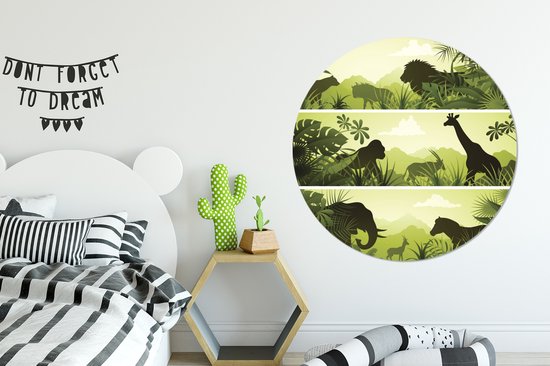 Illustration de paysages africains avec des animaux Cercle mural aluminium ⌀ 140 cm