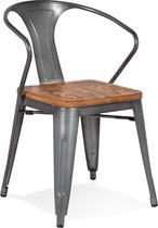 Alterego Donkergrijze metalen industriële stoel 'METROPOLIS' - bestel per 2 stuks / prijs voor 1 stuk