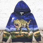 Blauwe kinder hoodie met dinosaurus h152 -s&C-86/92-Hoodie jongens