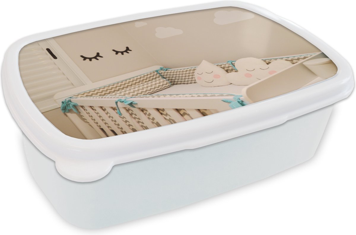 Broodtrommel Wit - Lunchbox - Brooddoos - Een rustige kinderkamer - 18x12x6 cm - Volwassenen