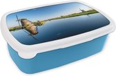 Broodtrommel Blauw - Lunchbox - Brooddoos - Molens - Holland - Water - 18x12x6 cm - Kinderen - Jongen