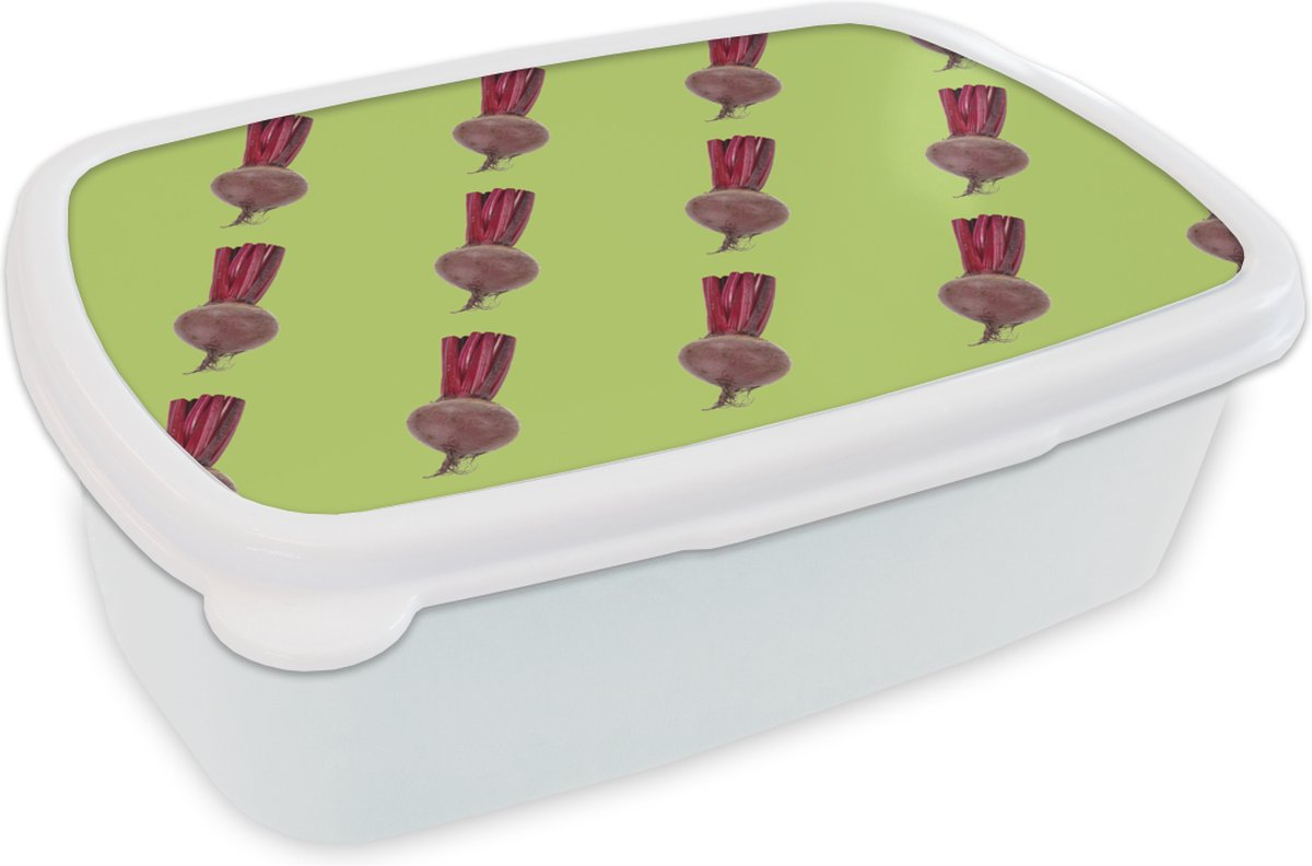 Broodtrommel Wit - Lunchbox - Brooddoos - Groenten - Rode Biet - Groenten - Groen - 18x12x6 cm - Volwassenen