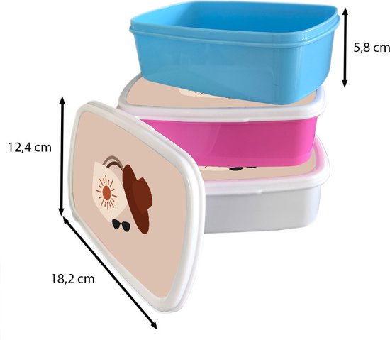 Lunch box Blauw - Lunch box - Boîte à pain - Summer - Sac de plage - Lunettes de soleil - 18x12x6 cm - Enfants - Garçon