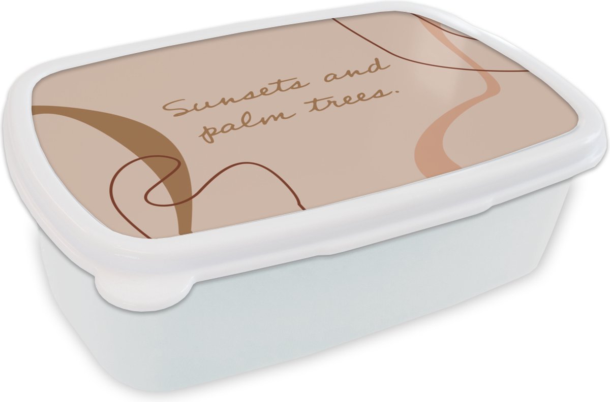 Broodtrommel Wit - Lunchbox - Brooddoos - Zomer - Quotes - Line art - 18x12x6 cm - Volwassenen