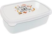 Broodtrommel Wit - Lunchbox Zomer - Hoed - Roze - Brooddoos 18x12x6 cm - Brood lunch box - Broodtrommels voor kinderen en volwassenen