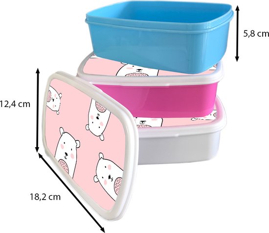 Boîte à pain Wit - Boîte à lunch - Boîte à pain - Ours - Rose - Pastel - Enfants - 18x12x6 cm - Adultes - Cadeau Sinterklaas - Distribution de cadeaux pour enfants - Cadeaux chaussures Sinterklaas