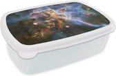 Broodtrommel Wit - Lunchbox - Brooddoos - Galaxy - Sterren - Licht - 18x12x6 cm - Volwassenen