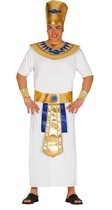 Guirca - Egypte Kostuum - Cheops Van Egypte Farao - Man - Wit / Beige, Goud - Maat 48-50 - Carnavalskleding - Verkleedkleding