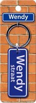 sleutelhanger Straatnaam: Wendy 9 x 3 cm blauw