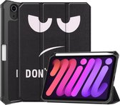 Case2go - Tablet hoes geschikt voor Apple iPad Mini 6 (2021) - 8.3 inch - Tri-Fold Book Case - Apple Pencil Houder - Don't Touch Me