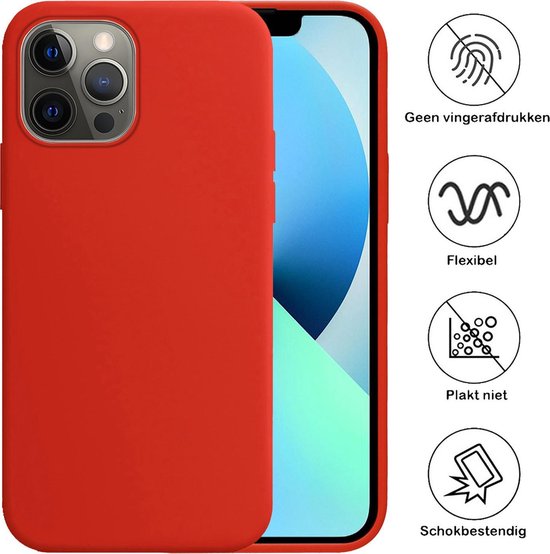 Coque adaptée pour iPhone 13 Pro Coque en Siliconen – Coque adaptée pour iPhone 13 Pro Coque – Rouge – Lot de 2