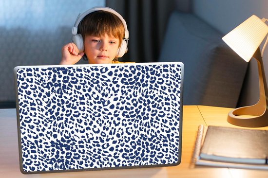 Sticker pour ordinateur portable - 17,3 pouces - Imprimé animal - Blauw - Panthère