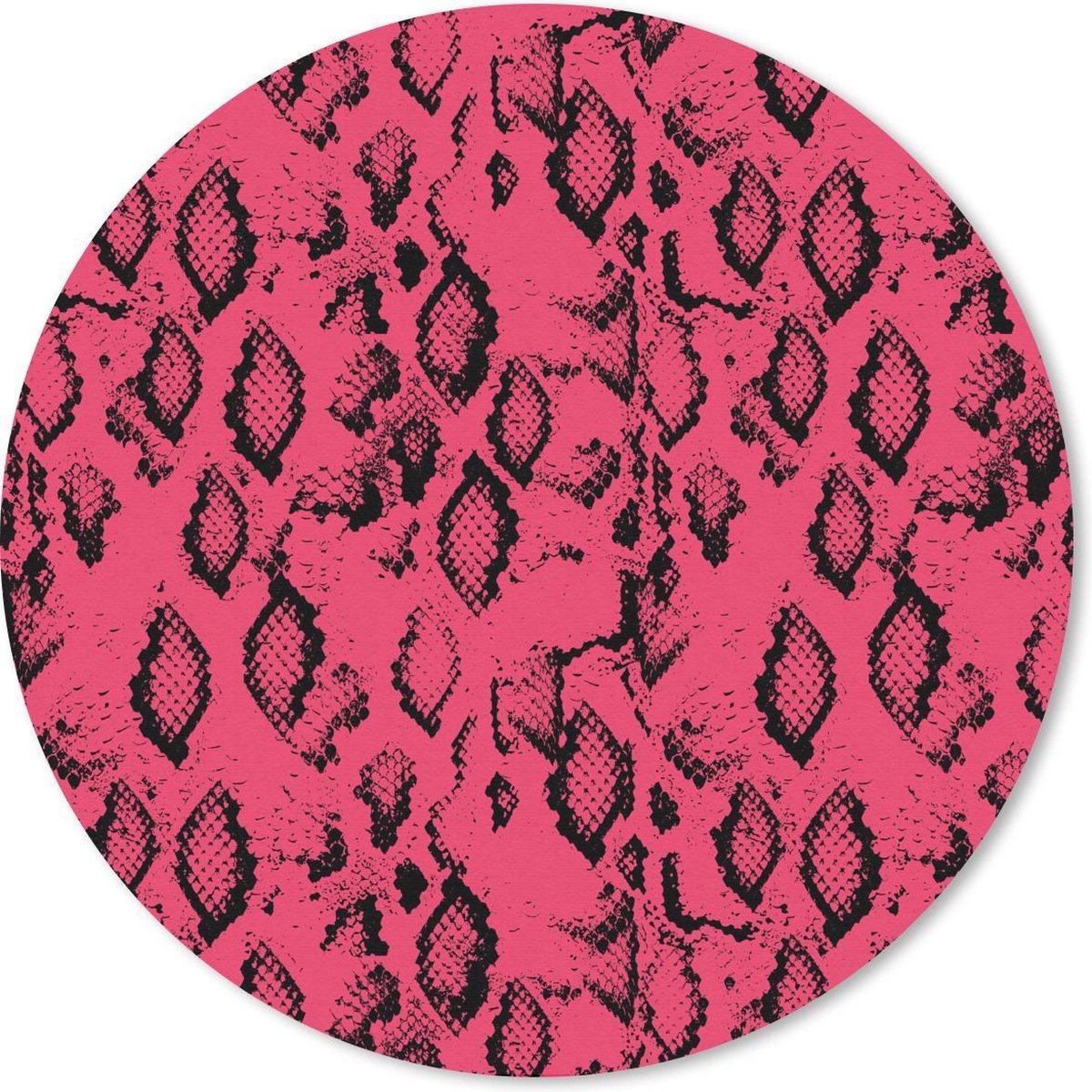 Muismat rond 50x50 cm - Mousepad Slangenprint - Dieren - Roze - Ronde muismatten