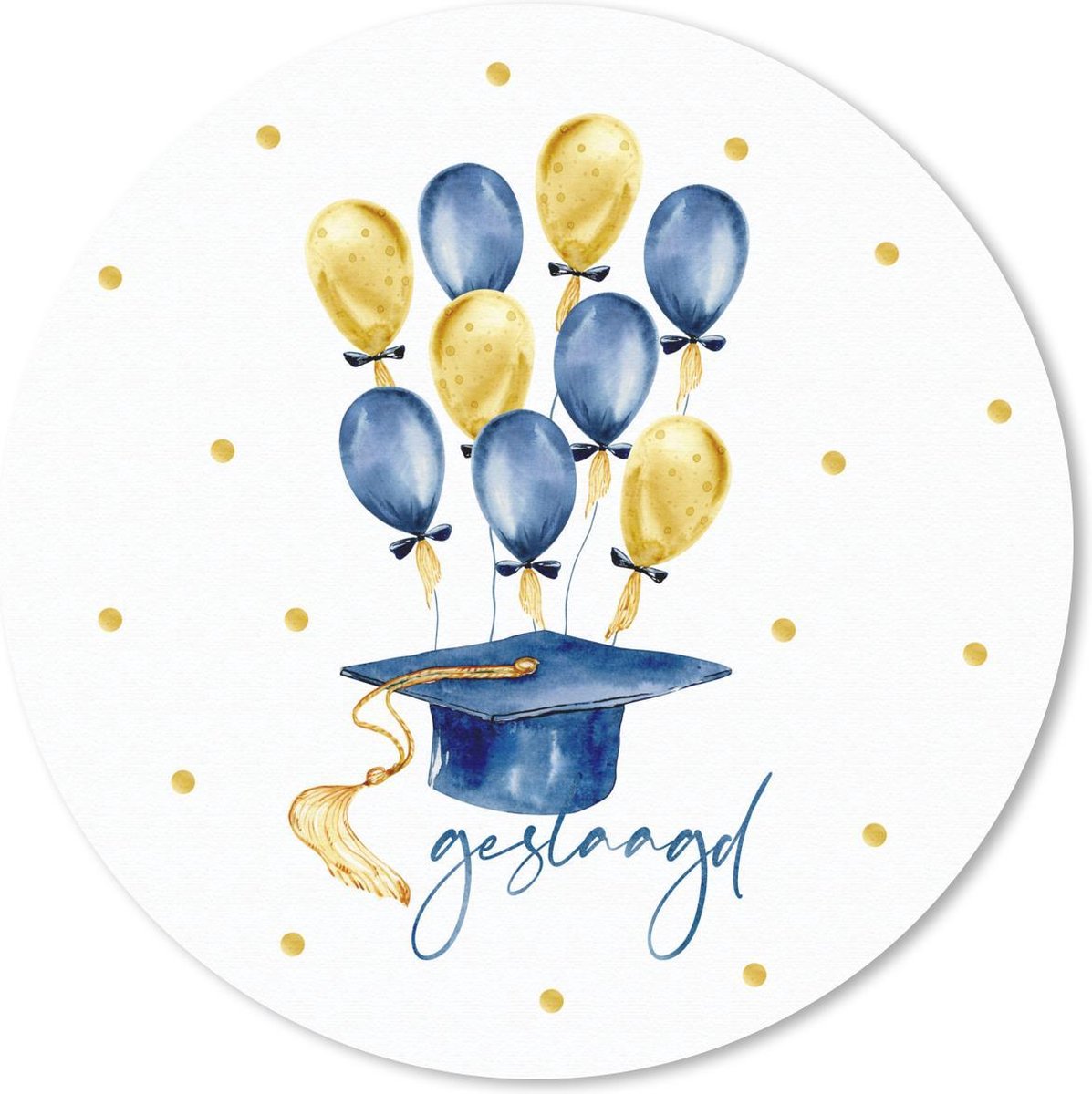 Muismat rond 20x20 cm - Mousepad Ballonnen - 'Geslaagd' - Spreuken - Quotes - Ronde muismatten