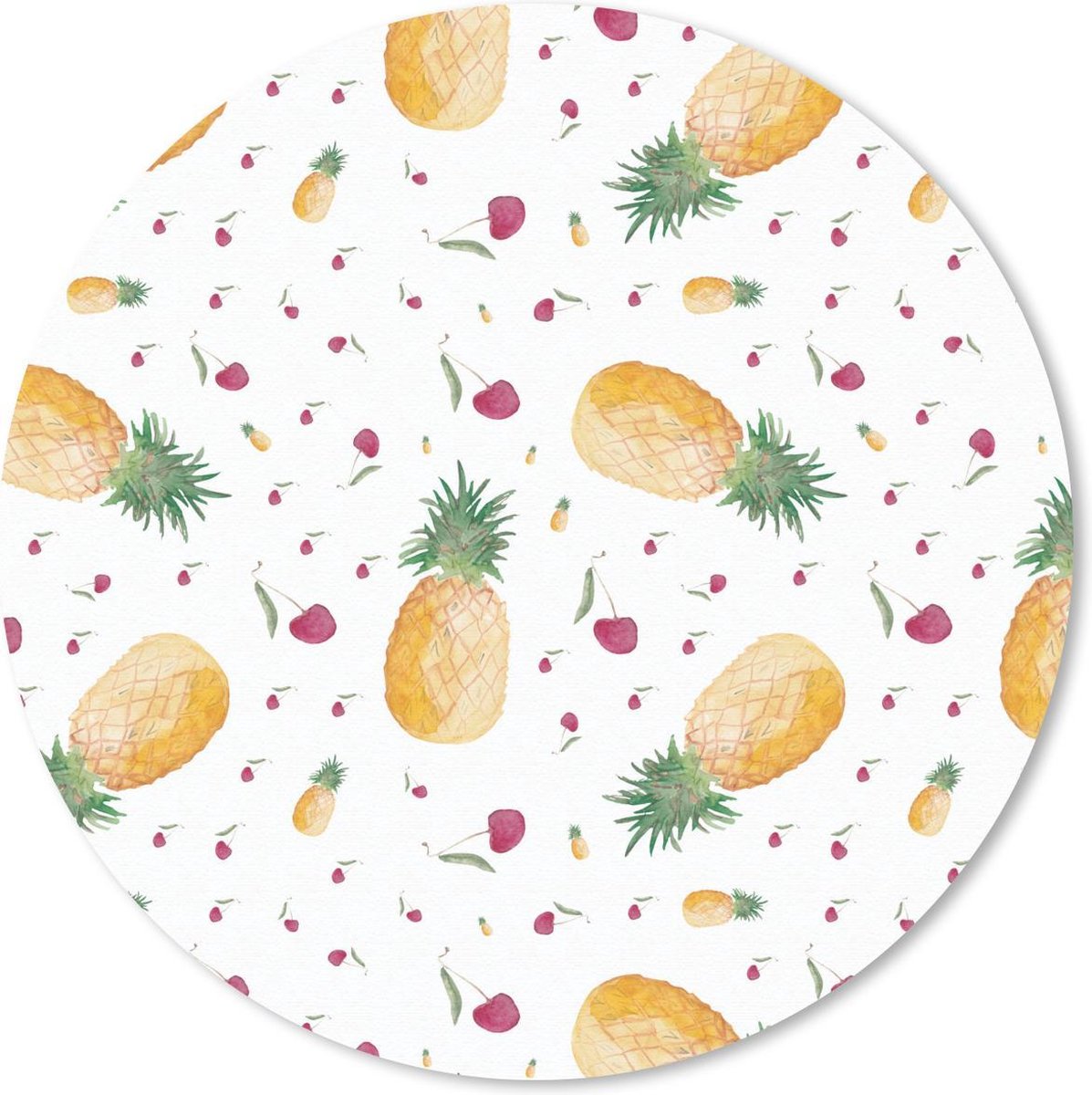 Muismat rond 40x40 cm - Mousepad Ananassen - Kersen - Waterverf - Ronde muismatten