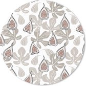Muismat - Mousepad - Rond - Zomer - Bladeren - Vijgen - Wit - 40x40 cm - Ronde muismat
