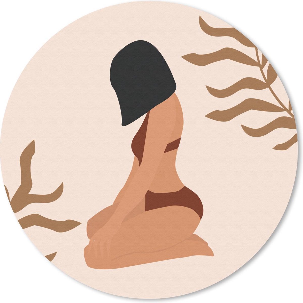 Muismat rond 30x30 cm - Mousepad Zomer - Bikini - Bladeren - Ronde muismatten